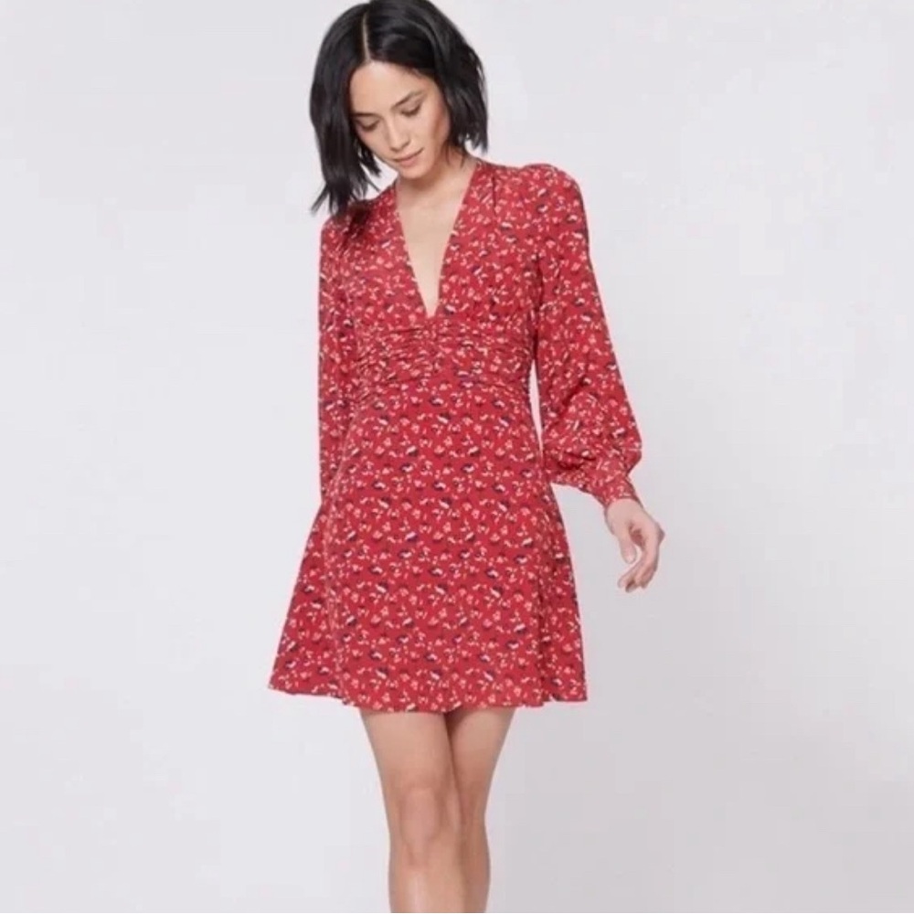 Veronica Beard 100% silk red floral dress NWT